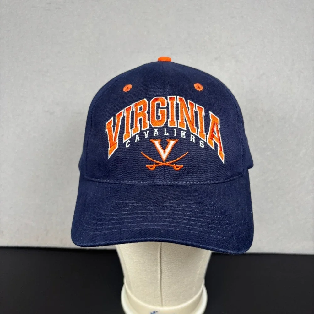 Vintage UVA Virginia Cavaliers Twins Enterprise Hat Navy Blue Hat Hook/Loop Cap